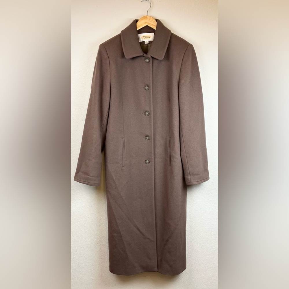Vintage Talbots Classic Brown Pea Coat Size 10 Wool 52” Inches Made In USA